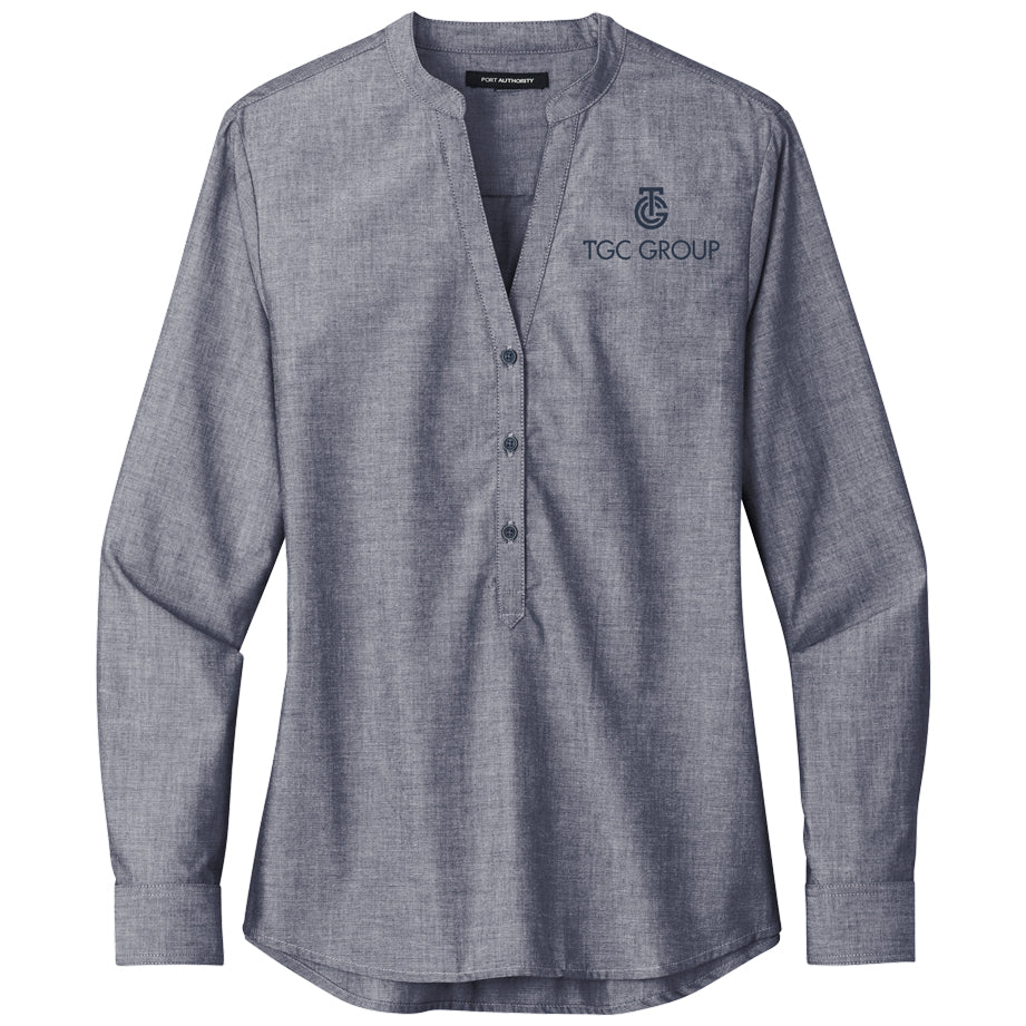 PA Ladies Long Sleeve Chambray Easy Care Shirt