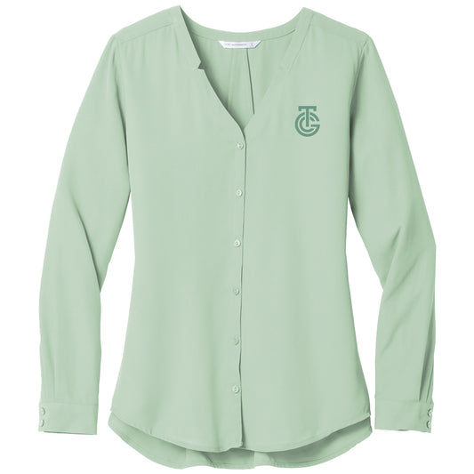 Port Authority Ladies Long Sleeve Button-Front Blouse